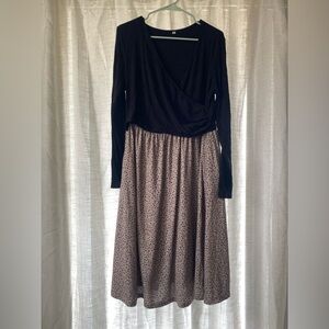 Black Top and Leopard Print Nursing Dress